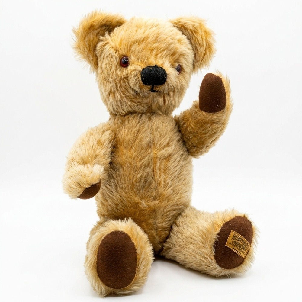 Vintage Merrythought Mohair Teddy Bear 18in Ironbridge Shrops England 1960s